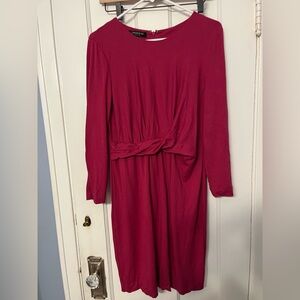 Lafayette 148 New York Fuchsia Pink Twist Work Office Business Long Sleeve Dress